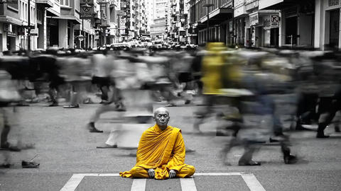 Meditating monk