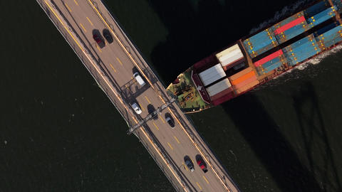 Top View Loaded Cargo Ship Moving Through Bridg Animated GIF 45233850 ...