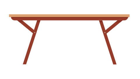 Simple wooden table with angled legs and flat top surface in a clean, minimalist design, side view