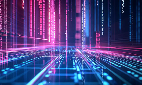 Digital landscape displays vibrant colors and patterns illustrating modern