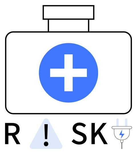 Emergency Medical Kit with Risk Symbols Highlighting Safety and Preparedness