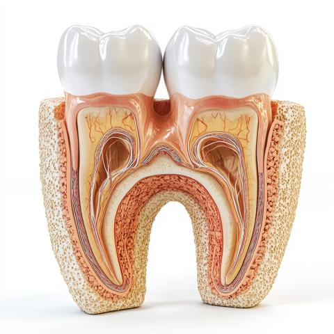 Human tooth anatomy cross section detailed view dental health isolated on white background
