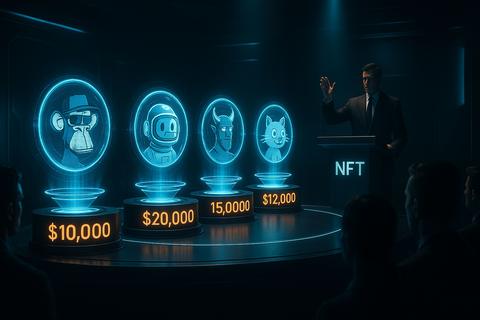NFT Auction with Spinning Holograms and Glowing Bid Displays