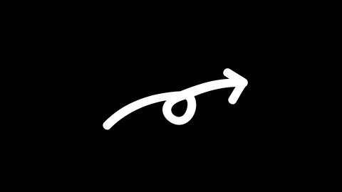 Hand drawn arrow animation - one rotation from bottom left to top right