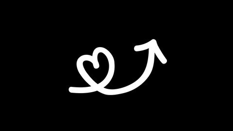 Hand drawn arrow animation - draw a heart from bottom left to top right