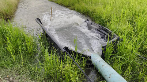 Water discharge from a pipe into a stream, environmental flow