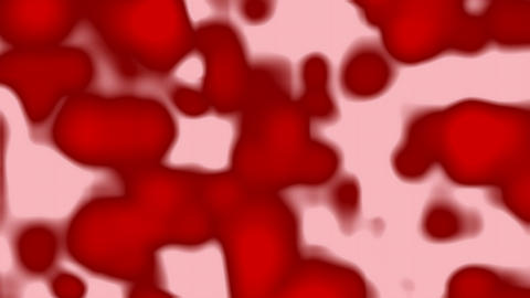 Red shapes blur on pink background forming abstract pattern