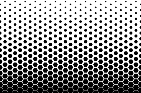 Hexagon pattern fading from black to white