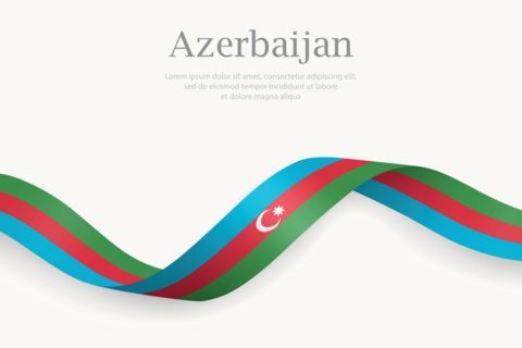 Azerbaijan flag on Waving ribbon