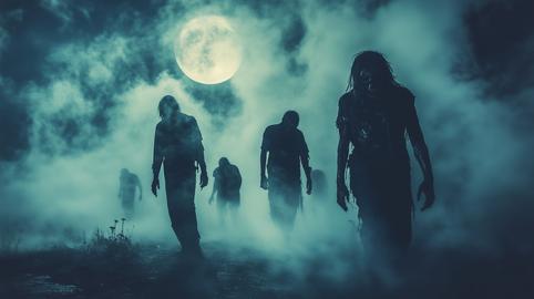 Zombies and full moon nights, images of horror