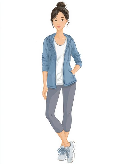 Illustrated Guide Showcasing Layering Techniques for Workout Clothes Focusing on