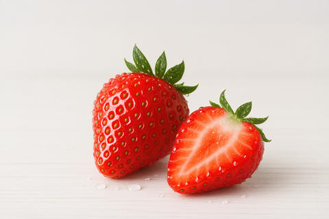 Fresh juicy strawberries with leaves. Strawberry