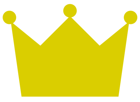 Simple yellow crown icon, winner sign