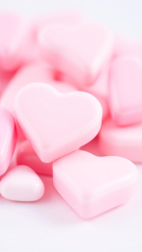 Pink Heart Shaped Candies in Soft Focus Close Up