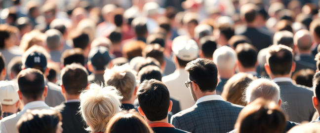 Crowded Crowd of People from Behind at Outdoor Event