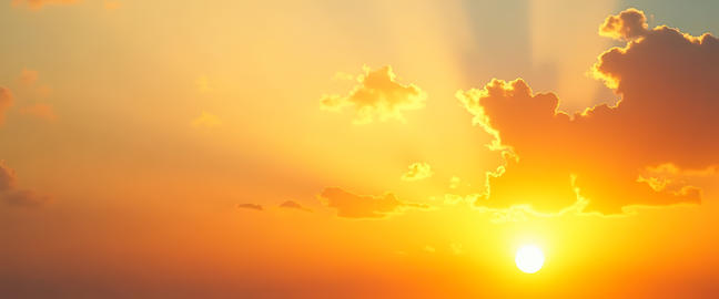 Sunburst Piercing Clouds at Sunset