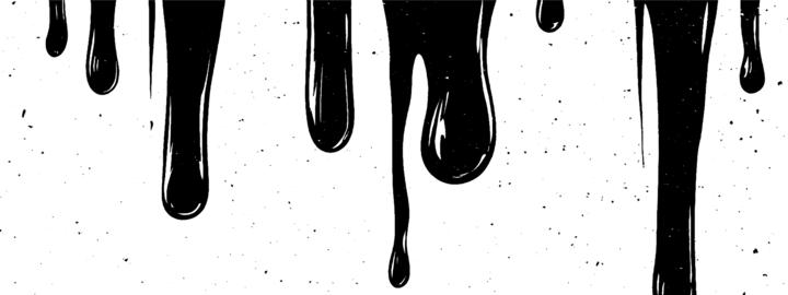 Woodcut illustration depicting vertical dripping black stripes with textured