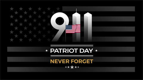 9-11 Patriot Day Never Forget 4k HD video animation loop on black background