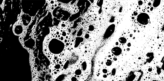 Grunge soap texture with foam and wash background. Water and black liquid