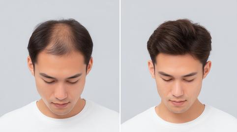 hair growth before after, male, scalp, baldness, thick hair, wellness, change