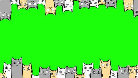 Animation of a cat illustration going up and down. Loop animation. Green background