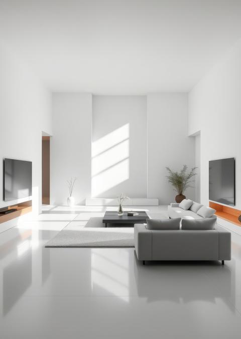 White and clean minimalist living room japandi interior design of modern Empty room interior design