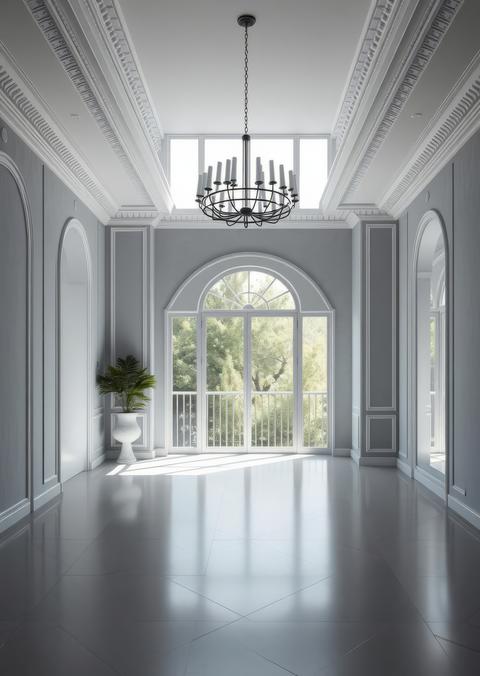 Empty grey room interior with balcony Empty room interior design Ultra realistic Photorealistic