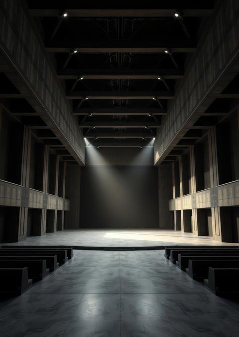 Stage with spotlight Empty room interior design Ultra realistic Photorealistic striking structures