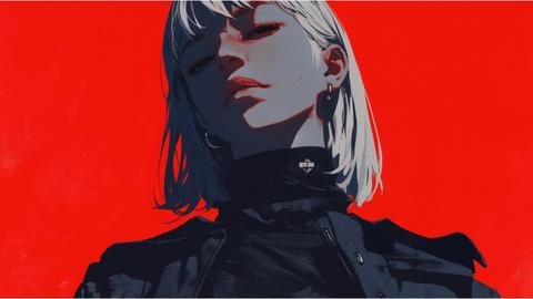 Cyber Lady in Red | Silent Power and Contrast
