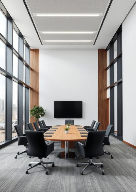 Modern office meeting room interior Empty room interior design Ultra realistic Photorealistic