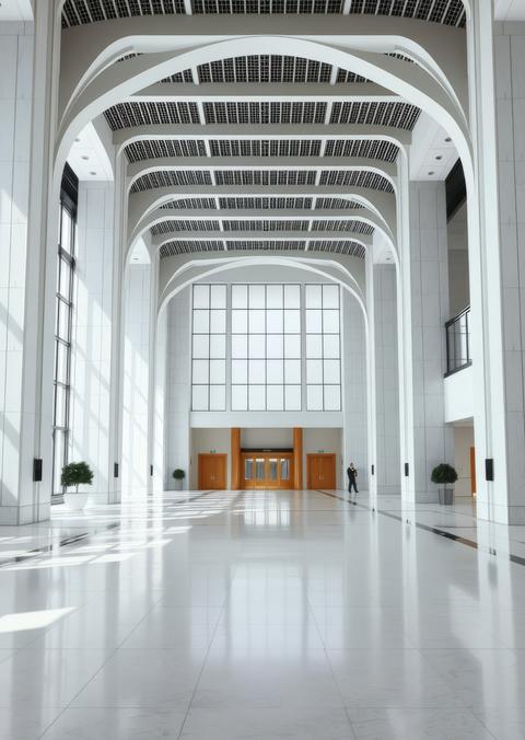 Empty poster frame mockup in a university campus corridor Empty room interior design Ultra realistic