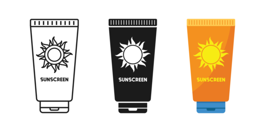 Sunscreen cream icon set collection in flat style. Skin protection vector illustration on isolated