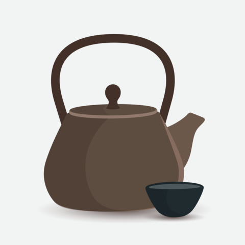 Ceramic teapot of illustration. Asian tea ceremony elements isol