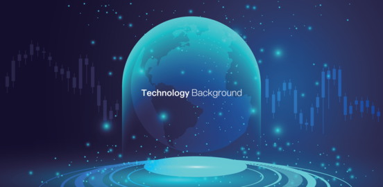 Futuristic technology background. Global world network and telec