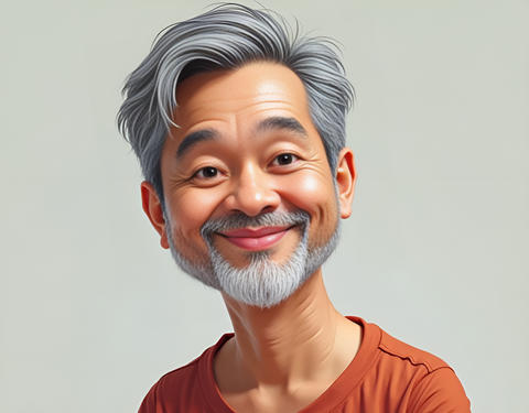 A male caricature of old age