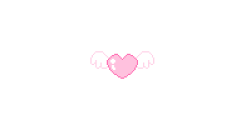 Pixel art heart icon with angel wings, transparent background