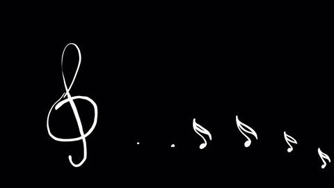 Dynamic white treble clef and notes animate with melody concept
