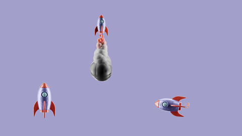 Pack Of 3 Clay 3D Rocket Icons On Alpha - 1