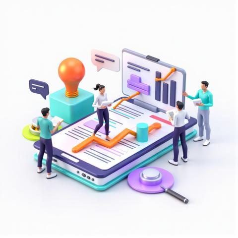 A dynamic 3D render illustration showcases a meticulously crafted business plan a roadmap for growth