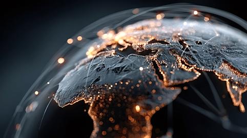 Planet earth rotating, showing global network and data exchange