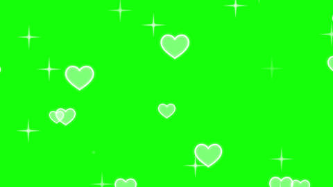 Animated Hearts and Sparkles Overlay on Green Screen