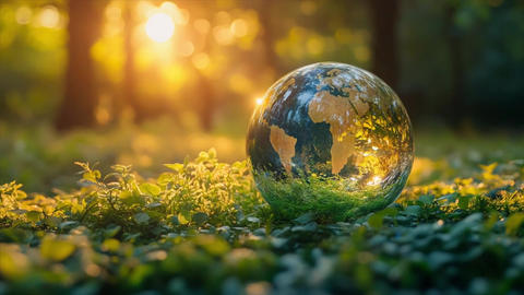 earth globe in nature green energy concept