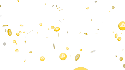 Point coins background animation. Point coins fall and bounce up