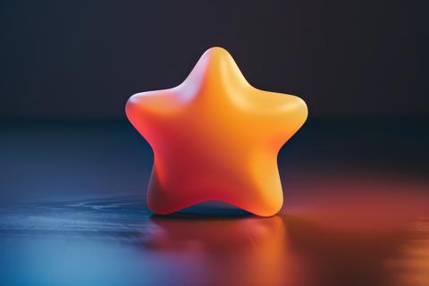 star shaped candle sitting on table, 3D icon of star represents