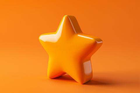 star shaped candle sitting on table, 3D icon of star represents