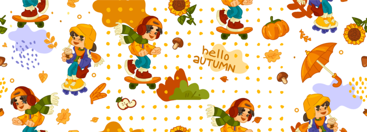 Autumn Kids Activity Seamless Pattern