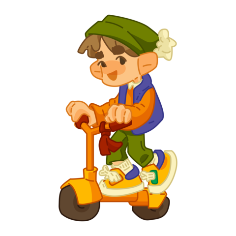 Cartoon Boy Riding Scooter