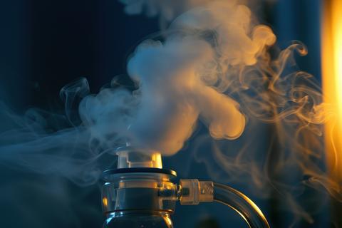 a person with glasses is smoking a cigarette close-up of a nebul