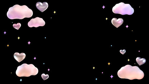 3d render Heart and Cloud loop animation