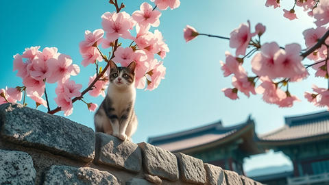 a cat sleeping on a stone wall